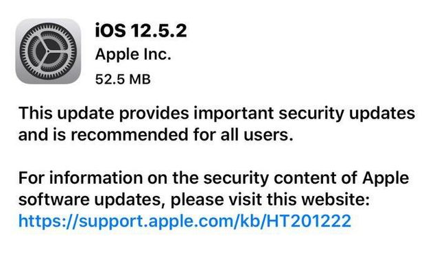 美兰苹果手机维修分享iOS12.5.2发布，建议所有老苹果用户安装 
